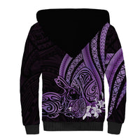Purple Polynesia Easter Day Sherpa Hoodie Eggs With Bunny Polynesian Pattern