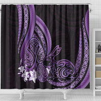 Purple Polynesia Easter Day Shower Curtain Eggs With Bunny Polynesian Pattern