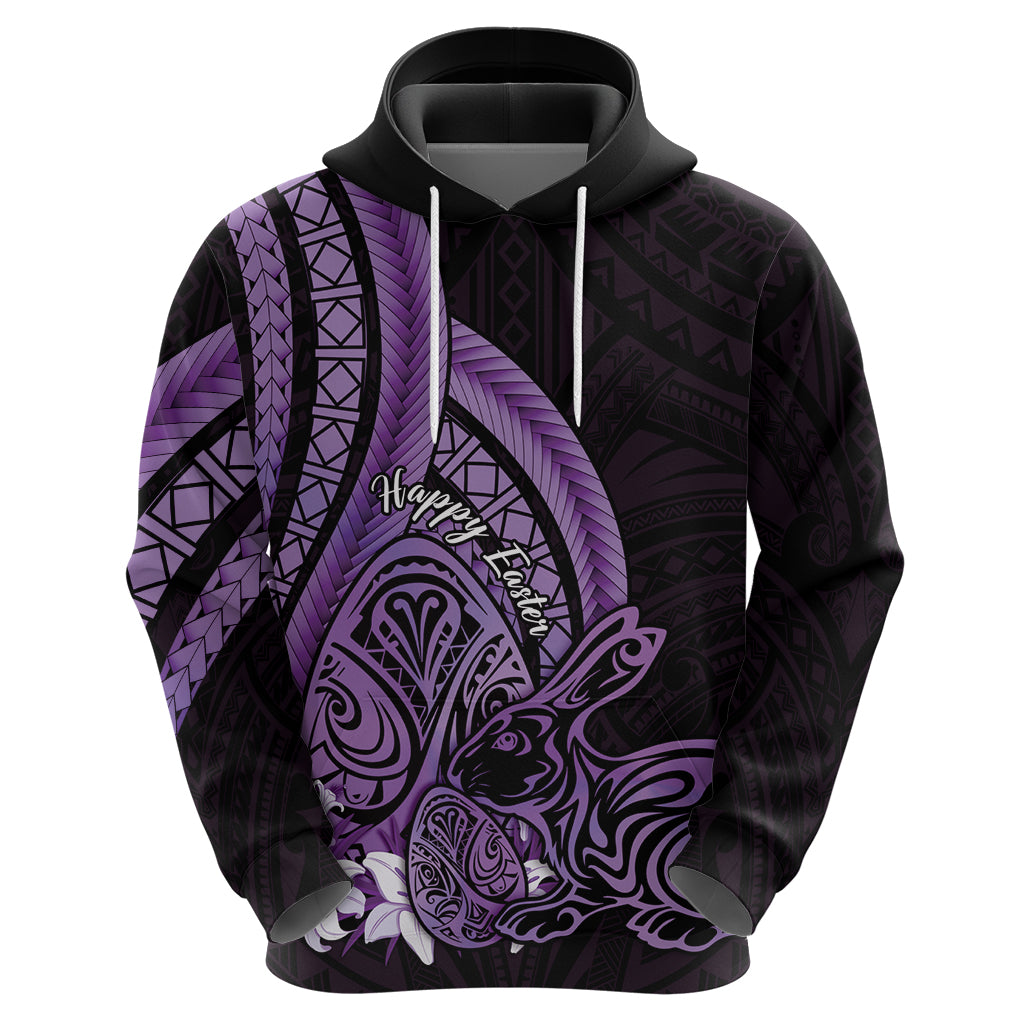 Purple Polynesia Easter Day Zip Hoodie Eggs With Bunny Polynesian Pattern