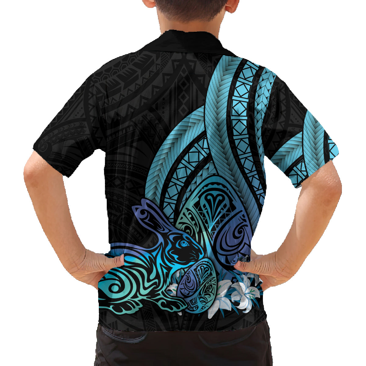 Turquoise Polynesia Easter Day Family Matching Tank Maxi Dress and Hawaiian Shirt Eggs With Bunny Polynesian Pattern LT14 - Polynesian Pride
