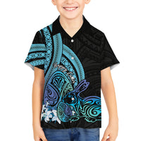 Turquoise Polynesia Easter Day Family Matching Tank Maxi Dress and Hawaiian Shirt Eggs With Bunny Polynesian Pattern LT14 Son's Shirt Turquoise - Polynesian Pride