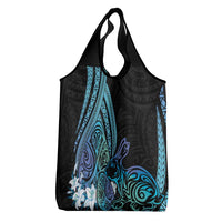 Turquoise Polynesia Easter Day Grocery Bag Eggs With Bunny Polynesian Pattern