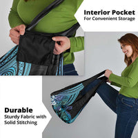 Turquoise Polynesia Easter Day Grocery Bag Eggs With Bunny Polynesian Pattern