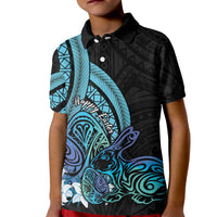Turquoise Polynesia Easter Day Kid Polo Shirt Eggs With Bunny Polynesian Pattern