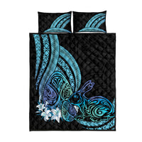 Turquoise Polynesia Easter Day Quilt Bed Set Eggs With Bunny Polynesian Pattern