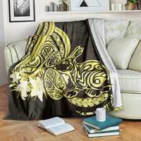 Yellow Polynesia Easter Day Blanket Eggs With Bunny Polynesian Pattern