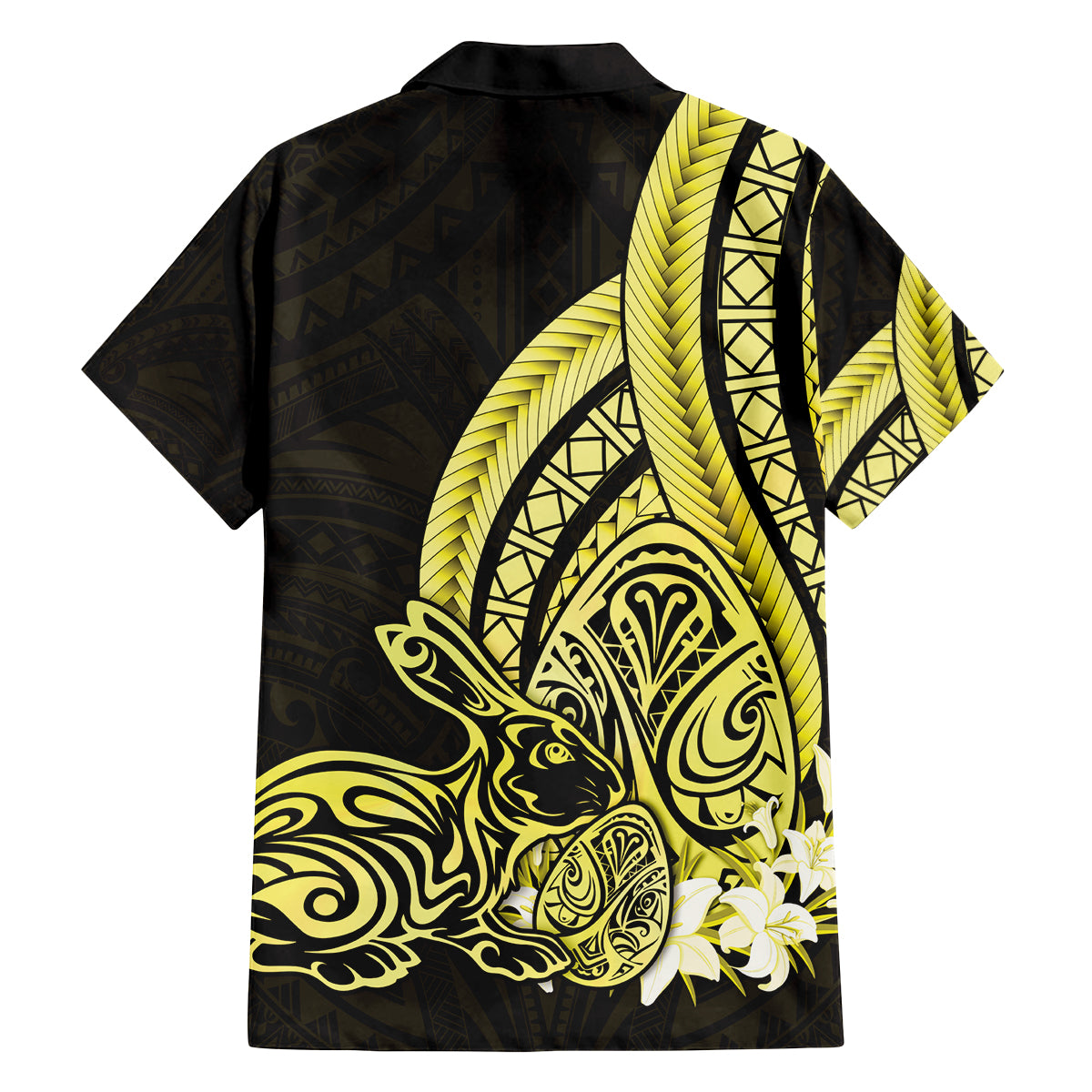 Yellow Polynesia Easter Day Family Matching Long Sleeve Bodycon Dress and Hawaiian Shirt Eggs With Bunny Polynesian Pattern LT14 - Polynesian Pride