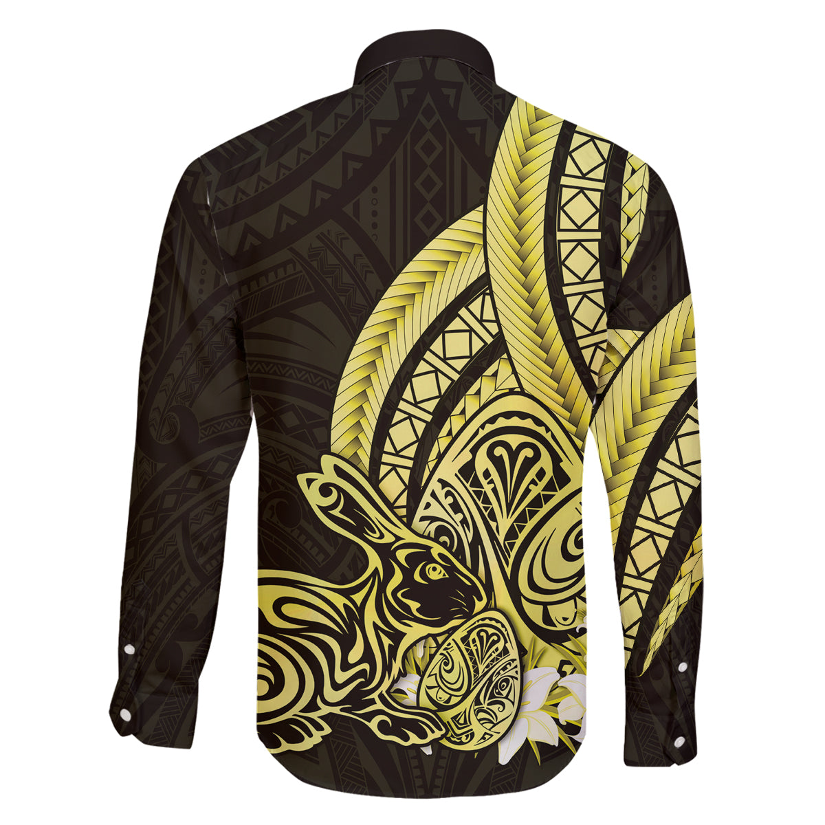 Yellow Polynesia Easter Day Family Matching Long Sleeve Bodycon Dress and Hawaiian Shirt Eggs With Bunny Polynesian Pattern LT14 - Polynesian Pride