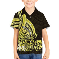 Yellow Polynesia Easter Day Family Matching Long Sleeve Bodycon Dress and Hawaiian Shirt Eggs With Bunny Polynesian Pattern LT14 Son's Shirt Yellow - Polynesian Pride