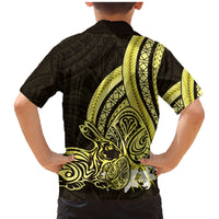 Yellow Polynesia Easter Day Family Matching Mermaid Dress and Hawaiian Shirt Eggs With Bunny Polynesian Pattern