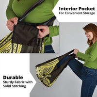 Yellow Polynesia Easter Day Grocery Bag Eggs With Bunny Polynesian Pattern