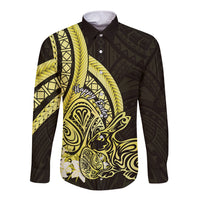 Yellow Polynesia Easter Day Long Sleeve Button Shirt Eggs With Bunny Polynesian Pattern LT14 Unisex Yellow - Polynesian Pride