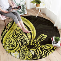 Yellow Polynesia Easter Day Round Carpet Eggs With Bunny Polynesian Pattern LT14 - Polynesian Pride