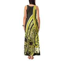 Yellow Polynesia Easter Day Tank Maxi Dress Eggs With Bunny Polynesian Pattern