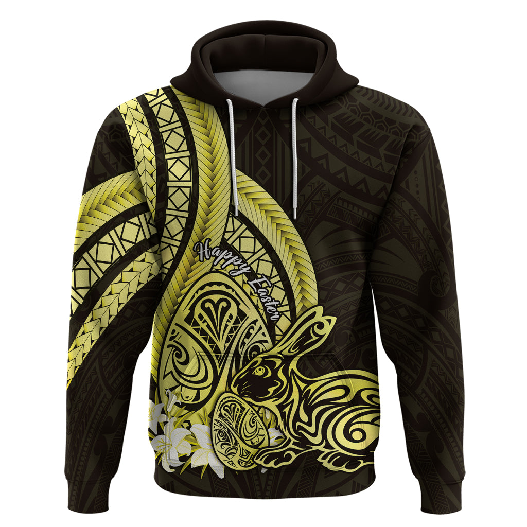 Yellow Polynesia Easter Day Zip Hoodie Eggs With Bunny Polynesian Pattern