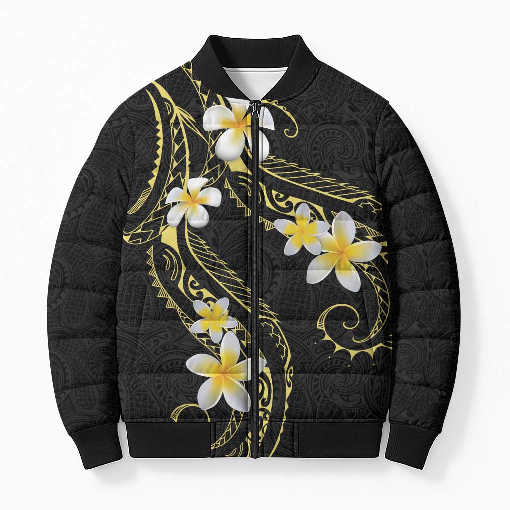 Polynesia Tattoo With Plumeria Bomber Puffer Jacket Elegant Vibes