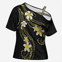 Polynesia Tattoo With Plumeria Cross Shoulder Shirt Elegant Vibes