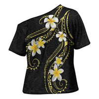 Polynesia Tattoo With Plumeria Cross Shoulder Shirt Elegant Vibes