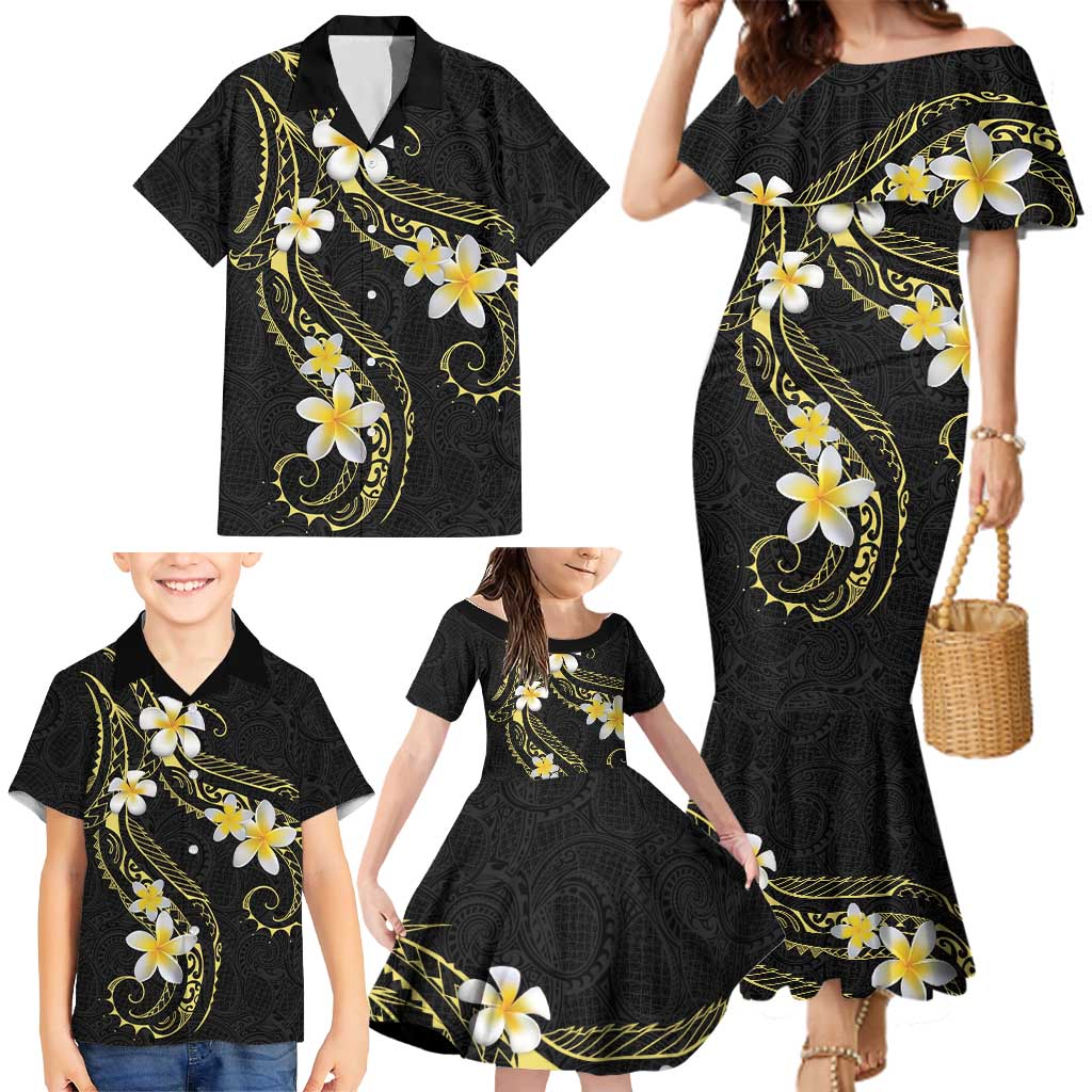 Polynesia Tattoo With Plumeria Family Matching Mermaid Dress and Hawaiian Shirt Elegant Vibes LT14 - Polynesian Pride