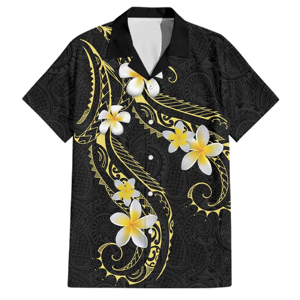 Polynesia Tattoo With Plumeria Family Matching Mermaid Dress and Hawaiian Shirt Elegant Vibes LT14 Dad's Shirt - Short Sleeve Black - Polynesian Pride