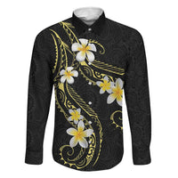 Polynesia Tattoo With Plumeria Family Matching Mermaid Dress and Hawaiian Shirt Elegant Vibes LT14 Dad's Shirt - Long Sleeve Black - Polynesian Pride