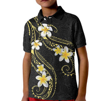 Polynesia Tattoo With Plumeria Kid Polo Shirt Elegant Vibes LT14 Kid Black - Polynesian Pride