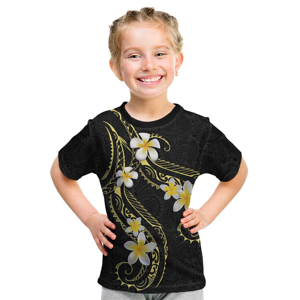 Polynesia Tattoo With Plumeria Kid T Shirt Elegant Vibes LT14 Black - Polynesian Pride