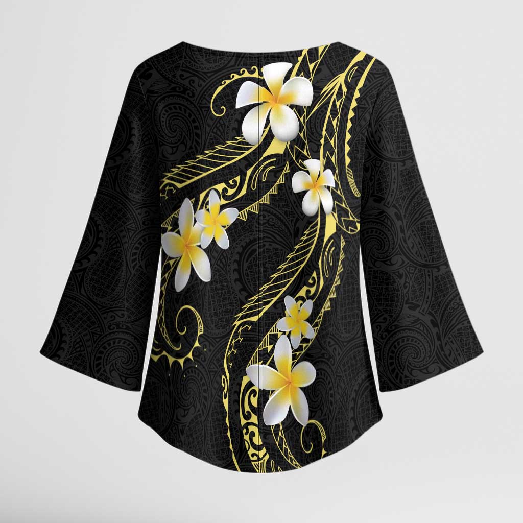 Polynesia Tattoo With Plumeria Kimono Sleeve Blouse Elegant Vibes LT14 - Polynesian Pride