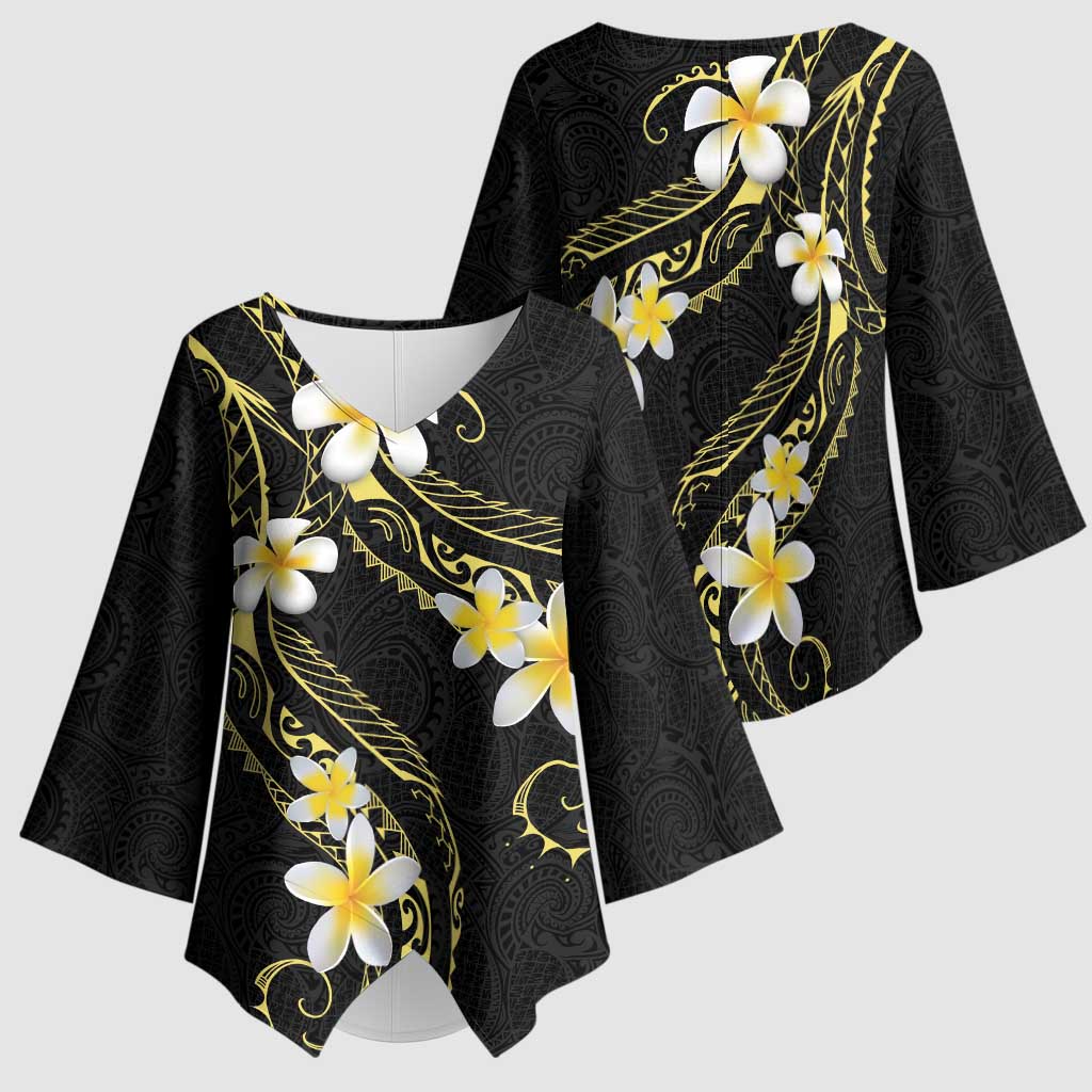 Polynesia Tattoo With Plumeria Kimono Sleeve Blouse Elegant Vibes LT14 - Polynesian Pride