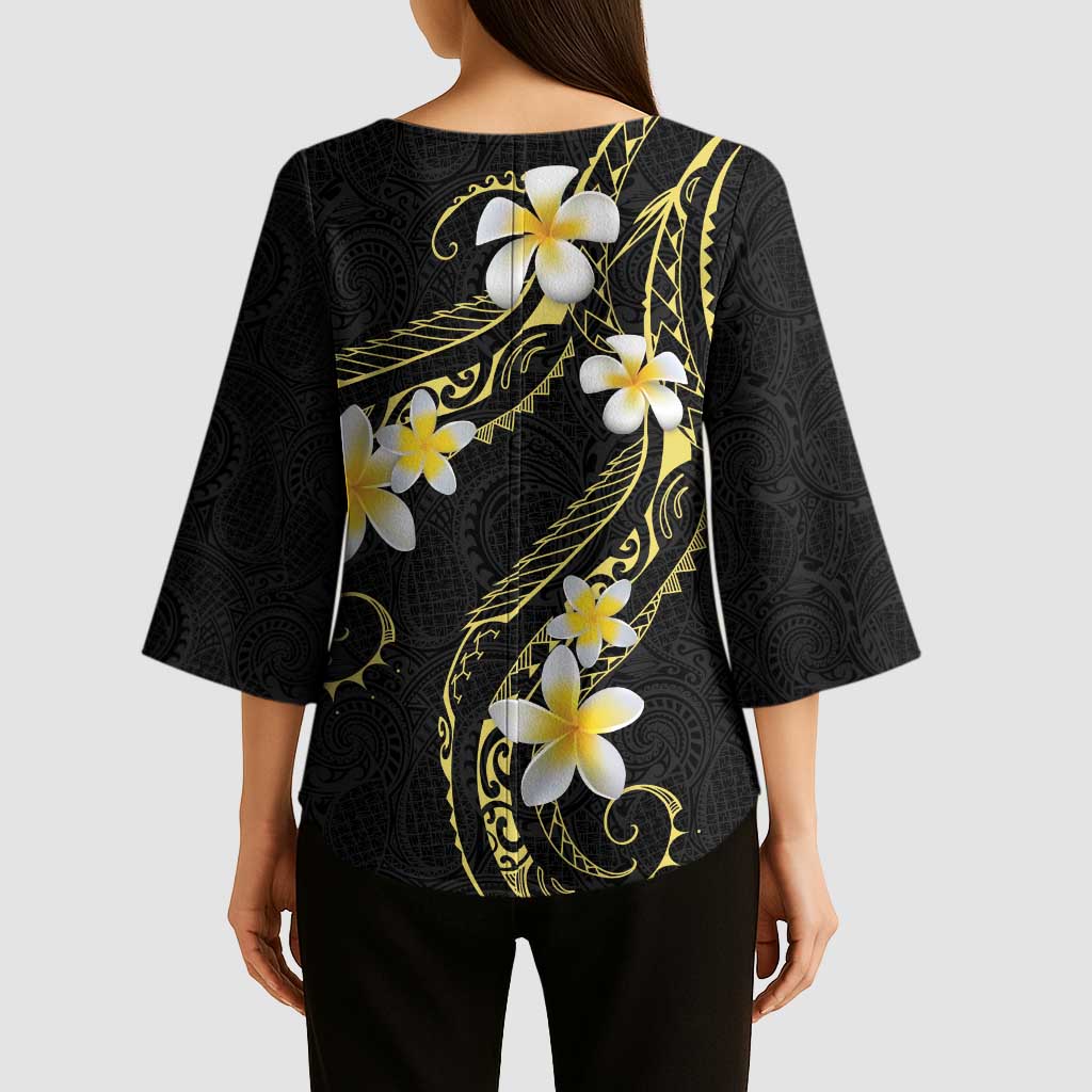 Polynesia Tattoo With Plumeria Kimono Sleeve Blouse Elegant Vibes LT14 - Polynesian Pride