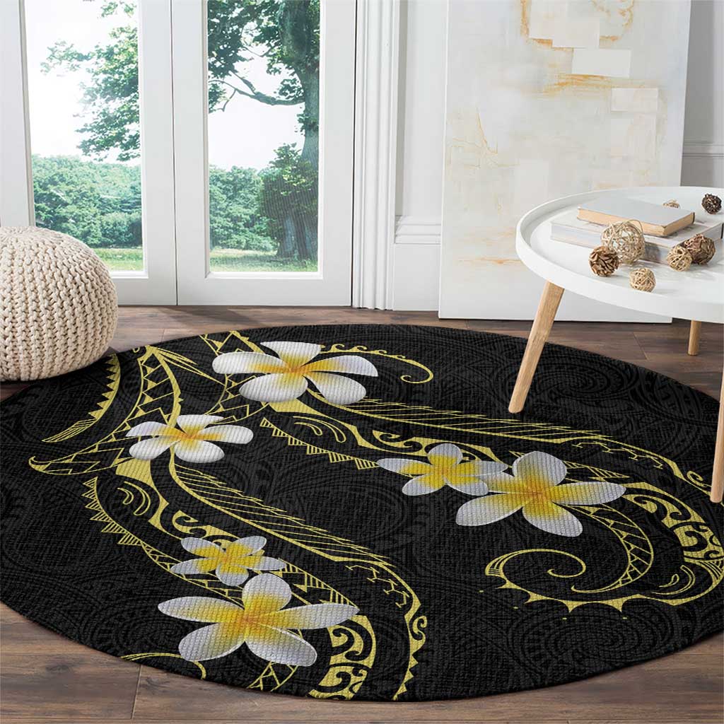 Polynesia Tattoo With Plumeria Round Carpet Elegant Vibes LT14 - Polynesian Pride