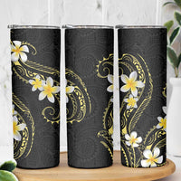 Polynesia Tattoo With Plumeria Skinny Tumbler Elegant Vibes