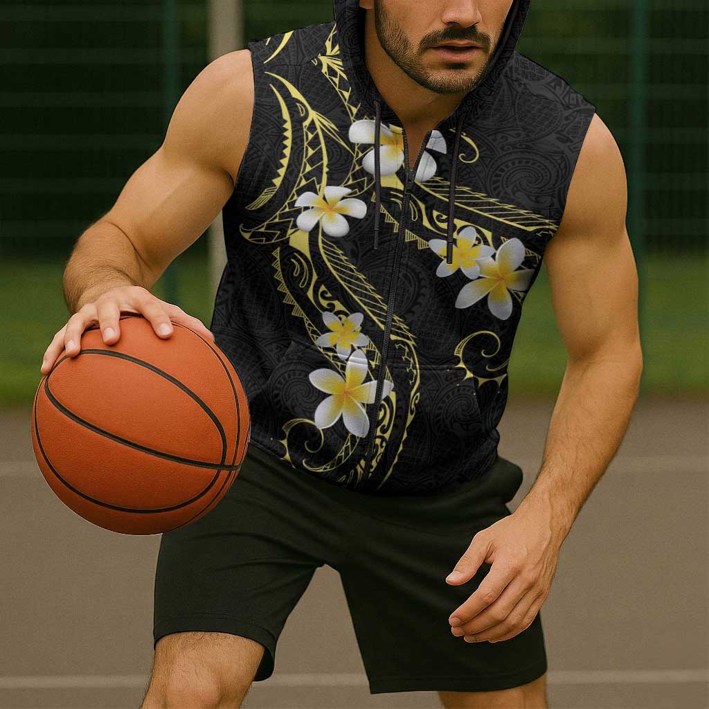 Polynesia Tattoo With Plumeria Sleeveless Zip Hoodie Elegant Vibes LT14 - Polynesian Pride