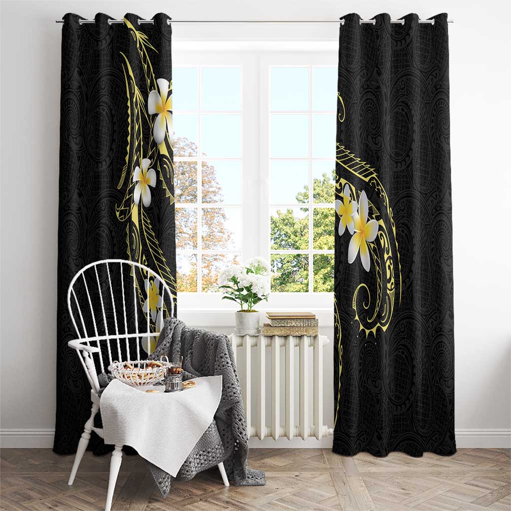 Polynesia Tattoo With Plumeria Window Curtain Elegant Vibes