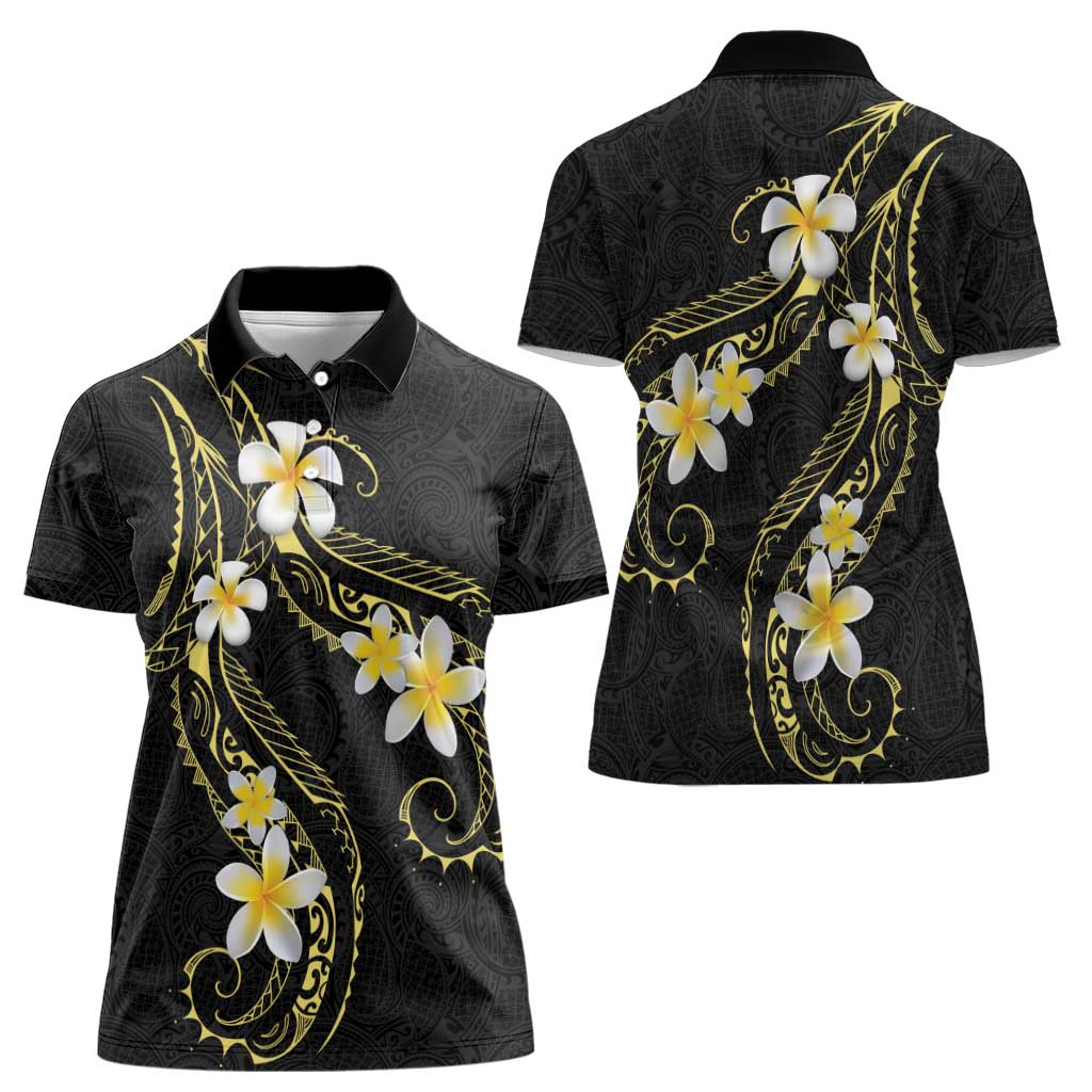 Polynesia Tattoo With Plumeria Women Polo Shirt Elegant Vibes LT14 - Polynesian Pride