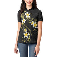 Polynesia Tattoo With Plumeria Women Polo Shirt Elegant Vibes LT14 - Polynesian Pride
