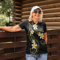 Polynesia Tattoo With Plumeria Women Polo Shirt Elegant Vibes LT14 - Polynesian Pride