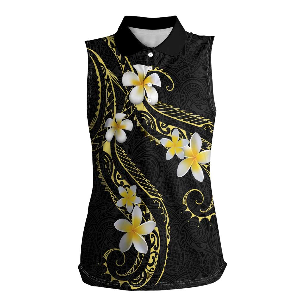 Polynesia Tattoo With Plumeria Women Sleeveless Polo Shirt Elegant Vibes