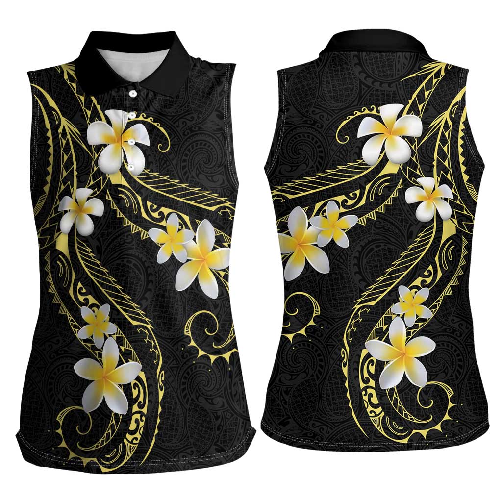 Polynesia Tattoo With Plumeria Women Sleeveless Polo Shirt Elegant Vibes