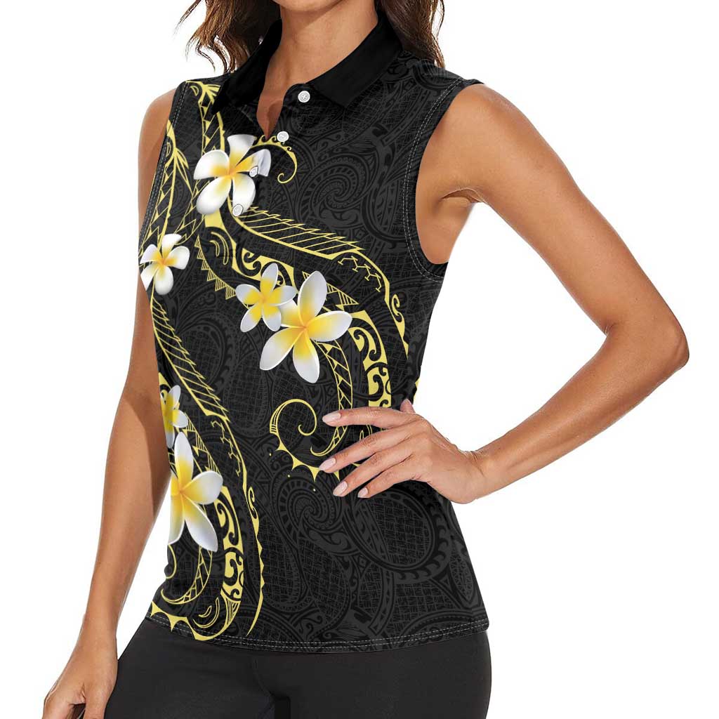 Polynesia Tattoo With Plumeria Women Sleeveless Polo Shirt Elegant Vibes