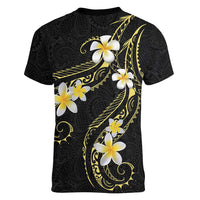 Polynesia Tattoo With Plumeria Women V-Neck T-Shirt Elegant Vibes LT14 - Polynesian Pride