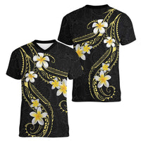 Polynesia Tattoo With Plumeria Women V-Neck T-Shirt Elegant Vibes LT14 - Polynesian Pride