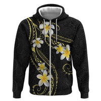 Polynesia Tattoo With Plumeria Zip Hoodie Elegant Vibes