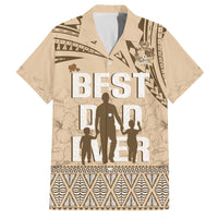 Tonga Father's Day Family Matching Long Sleeve Bodycon Dress and Hawaiian Shirt Best Dad Ever Tongan Ngatu Pattern - Beige LT14 Dad's Shirt - Short Sleeve Beige - Polynesian Pride