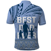 Tonga Father's Day Polo Shirt Best Dad Ever Tongan Ngatu Pattern - Blue