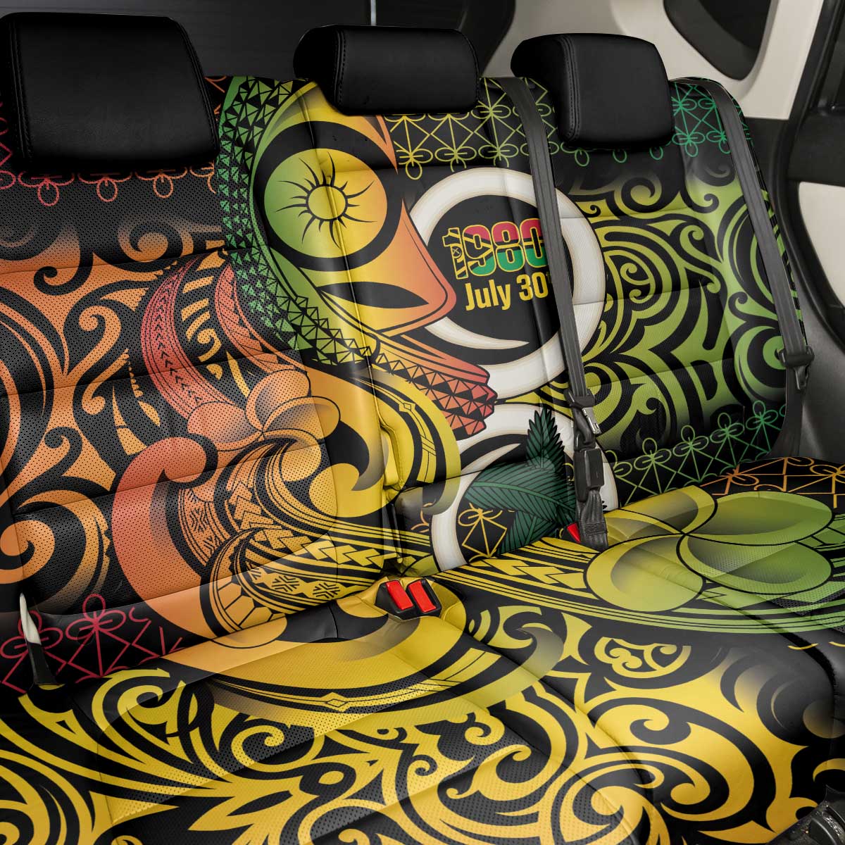 Vanuatu 1980 Back Car Seat Cover Ni-Van Tamtam Sand Drawing Pattern