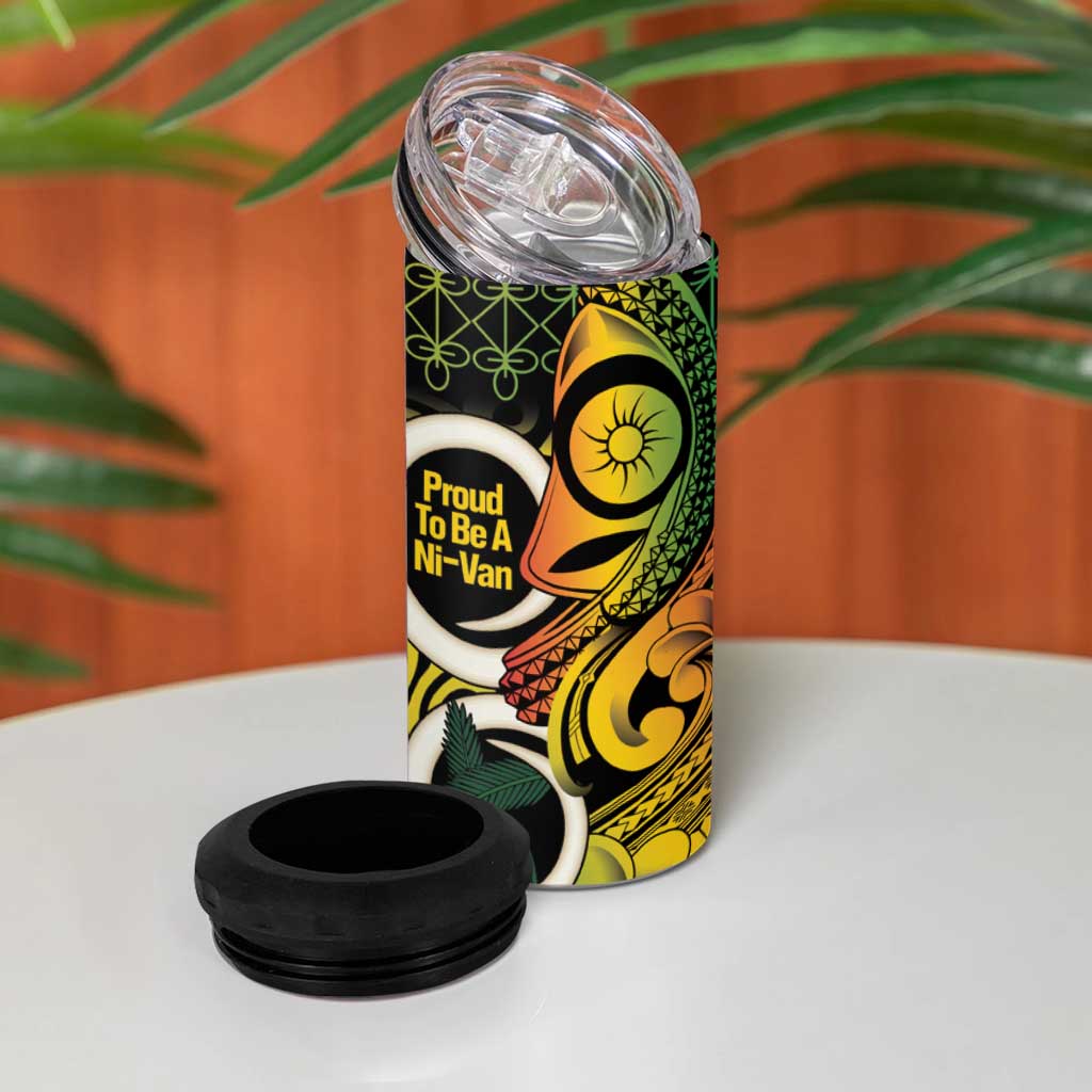 Vanuatu 1980 4 in 1 Can Cooler Tumbler Ni-Van Tamtam Sand Drawing Pattern