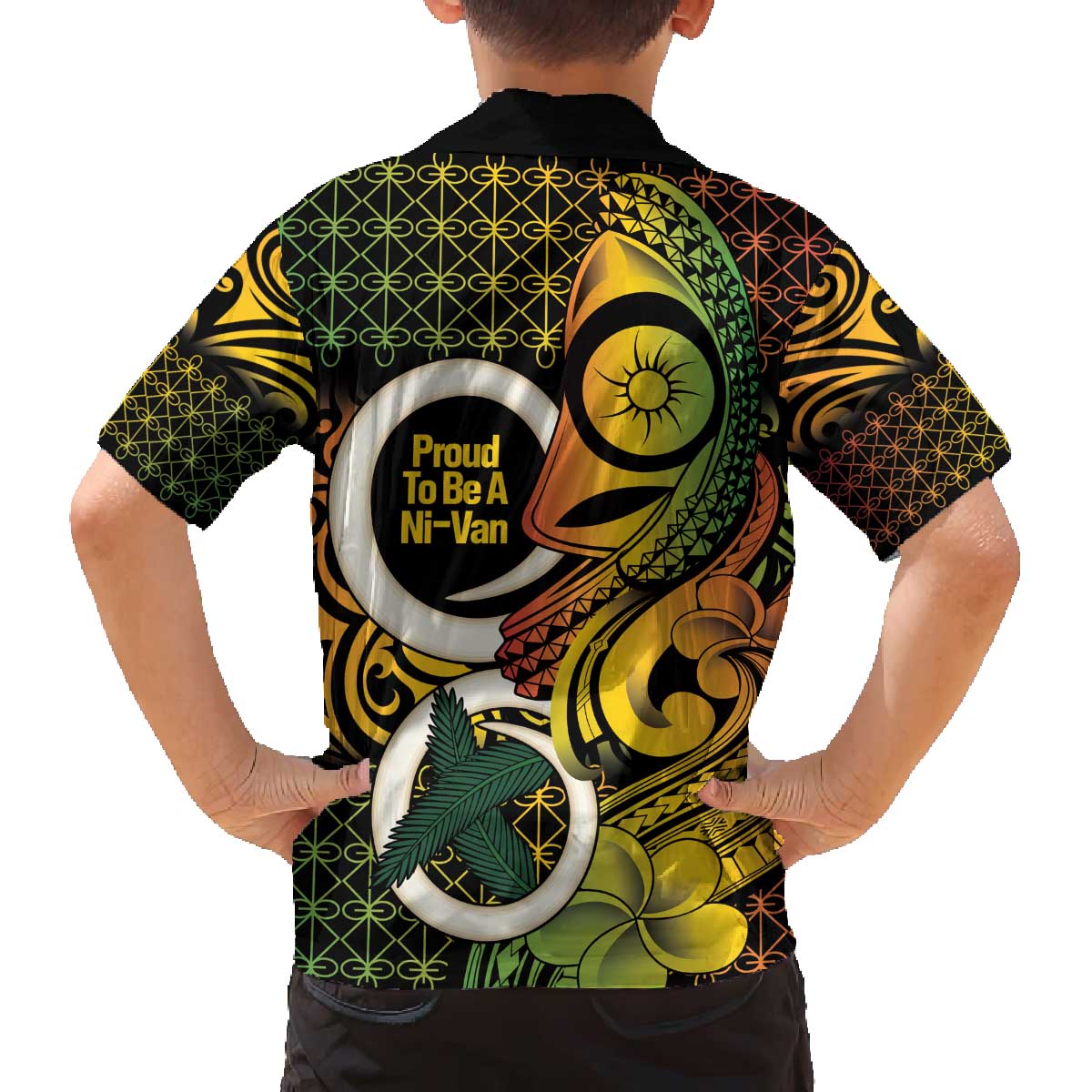 Vanuatu 1980 Family Matching Off The Shoulder Long Sleeve Dress and Hawaiian Shirt Ni-Van Tamtam Sand Drawing Pattern