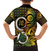 Vanuatu 1980 Family Matching Off Shoulder Short Dress and Hawaiian Shirt Ni-Van Tamtam Sand Drawing Pattern