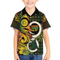 Vanuatu 1980 Family Matching Short Sleeve Bodycon Dress and Hawaiian Shirt Ni-Van Tamtam Sand Drawing Pattern